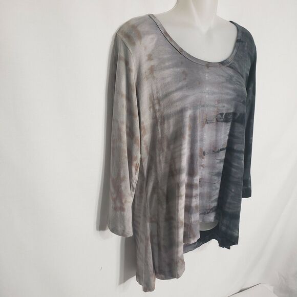 Art Of Cloth Womens Top Small 3/4 Sleeve High Low Cut Out Back Multicolor - Picture 4 of 7